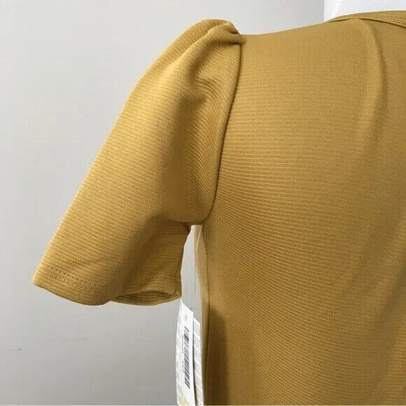 LuLaRoe Amelia dress XXS 00 0 mustard yellow fit & flare pockets light academia - Picture 3 of 7
